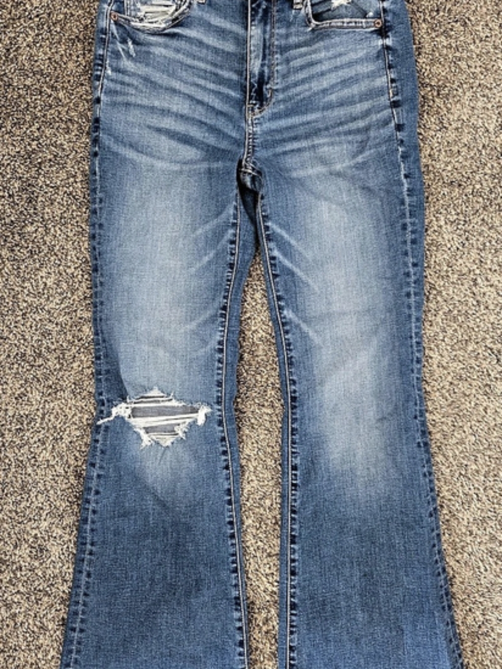 American Eagle Super High-Waisted Flare Jean Blue Waist 6